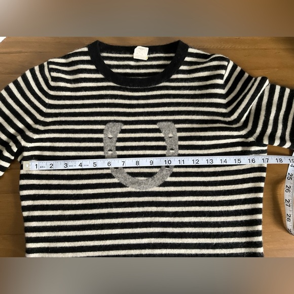 J. Crew Fitted Ribbed Black and Cream Long Sleeve Tee - Picture 5 of 5
